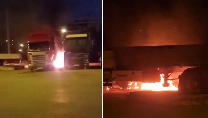 Park Halindeki Tırlara İftira! Çıkan Yangın Şehirde Panik Yarattı